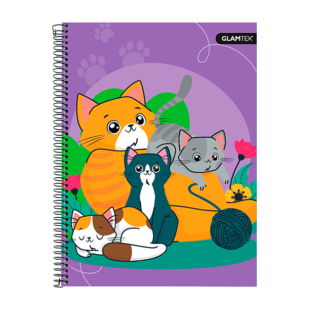 Cuaderno Carta Tapa Extra Dura Mascotas Fluo 120Hjs 7Mm 1 Uni