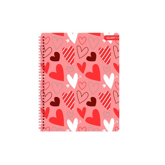 Cuaderno Universitario Tapa Dura Corazones con Foil 100Hjs 7 Mm 1 Uni