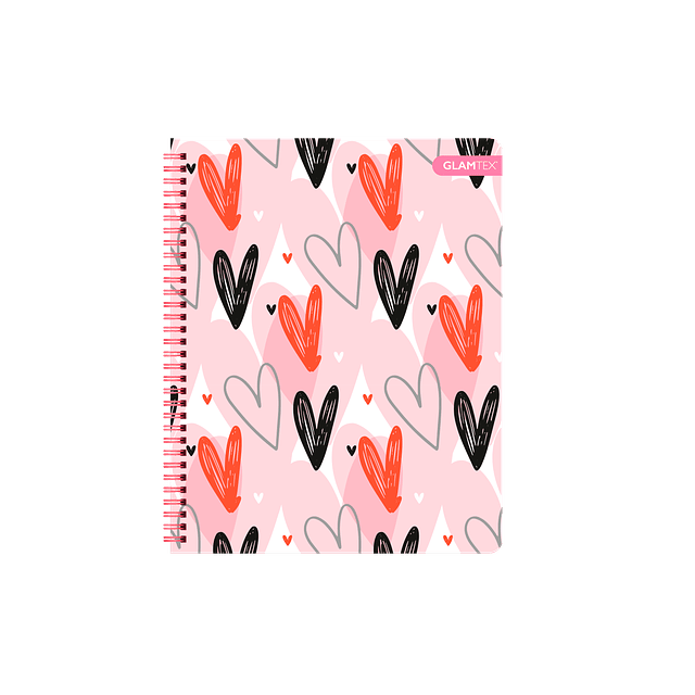 Cuaderno Universitario Tapa Dura Corazones con Foil 100Hjs 7 Mm 1 Uni