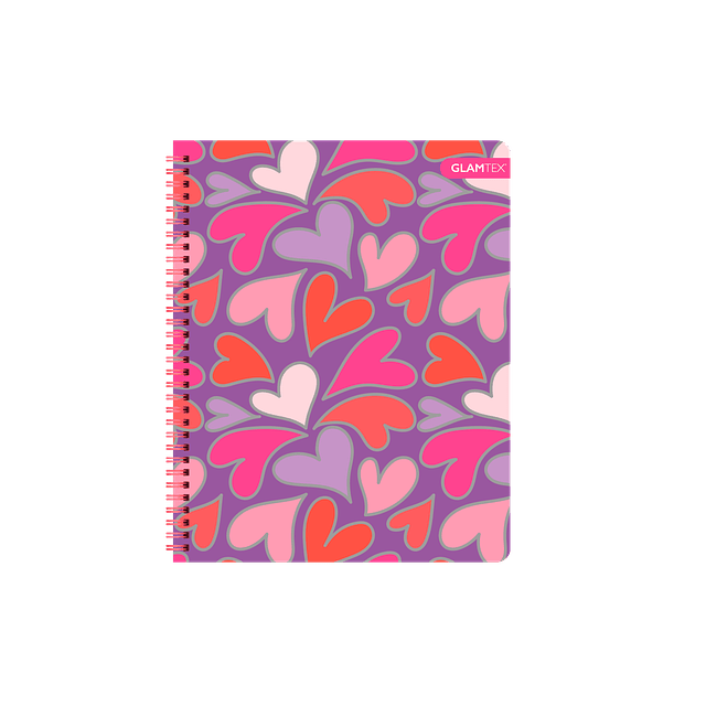Cuaderno Universitario Tapa Dura Corazones con Foil 100Hjs 7 Mm 1 Uni
