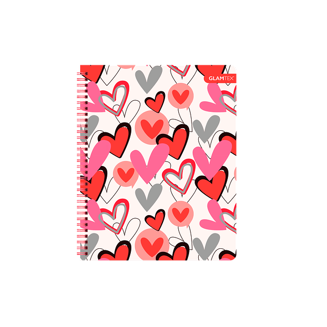 Cuaderno Universitario Tapa Dura Corazones con Foil 100Hjs 7 Mm 1 Uni