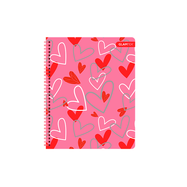 Cuaderno Universitario Tapa Dura Corazones con Foil 100Hjs 7 Mm 1 Uni