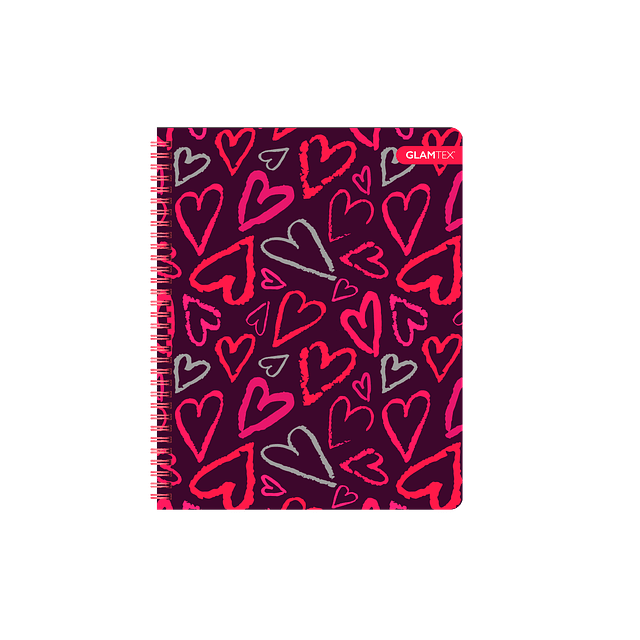 Cuaderno Universitario Tapa Dura Corazones con Foil 100Hjs 7 Mm 1 Uni