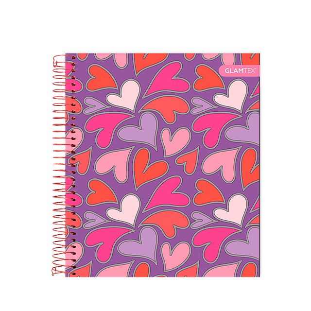 Cuaderno Cuarta Tapa Extra Dura Corazones Foil 150Hjs 7Mm 1 Uni