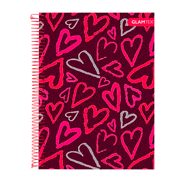Cuaderno Carta Tapa Extra Dura Corazones con Foil 120Hjs 7 Mm 1 Uni