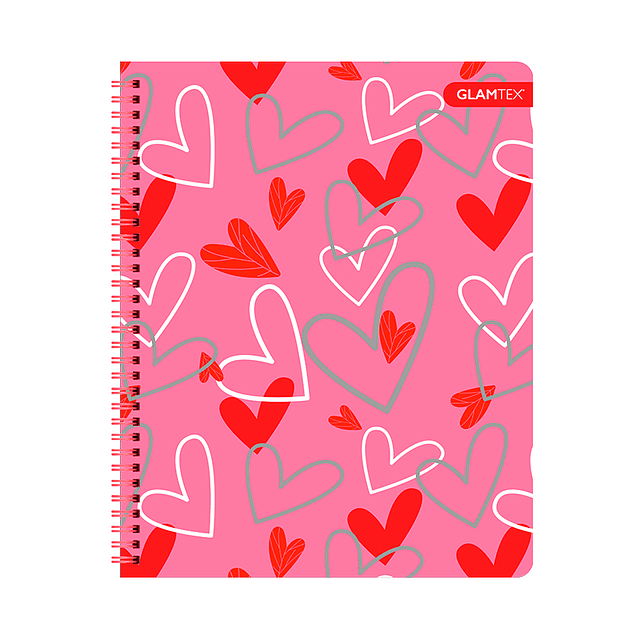 Cuaderno Universitario Tapa Dura Corazones con Foil 100Hjs 7 Mm 1 Uni