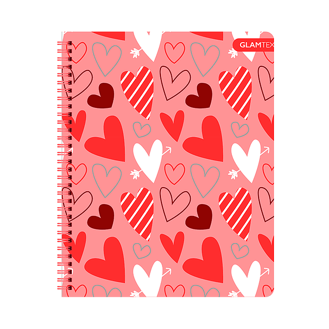 Cuaderno Universitario Tapa Dura Corazones con Foil 100Hjs 7 Mm 1 Uni