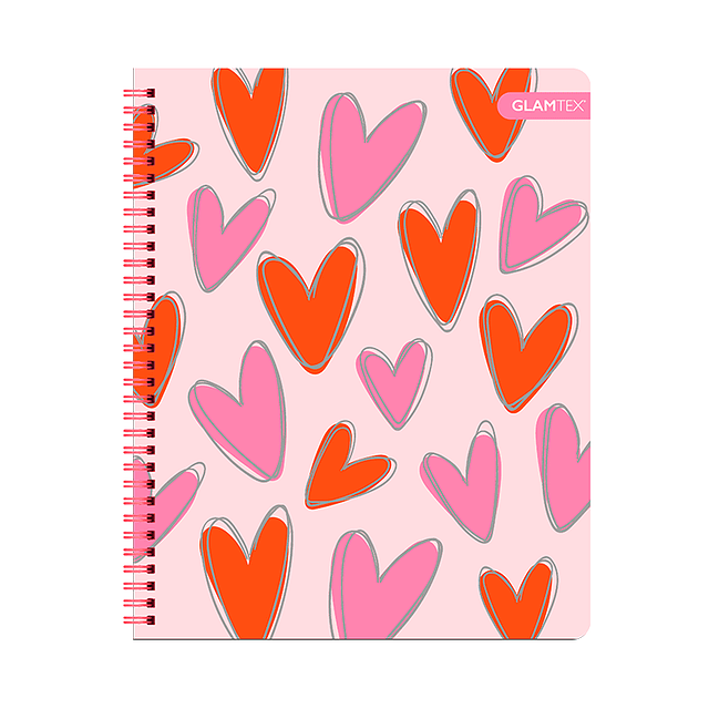 Cuaderno Universitario Tapa Dura Corazones con Foil 100Hjs 7 Mm 1 Uni