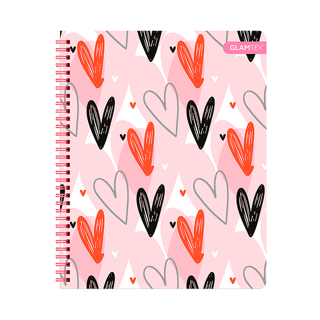 Cuaderno Universitario Tapa Dura Corazones con Foil 100Hjs 7 Mm 1 Uni