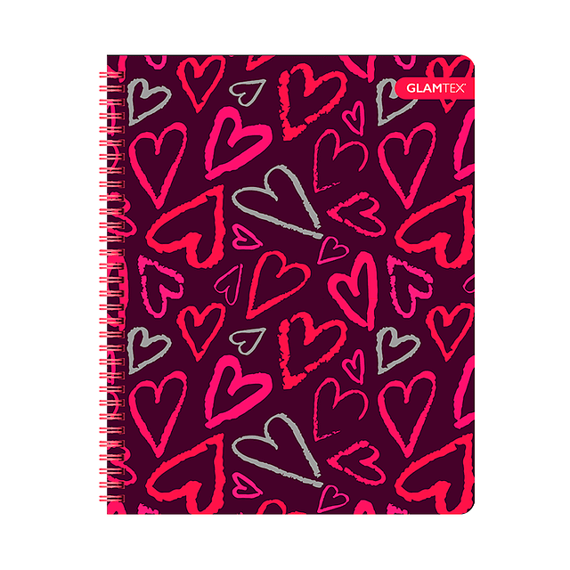 Cuaderno Universitario Tapa Dura Corazones con Foil 100Hjs 7 Mm 1 Uni