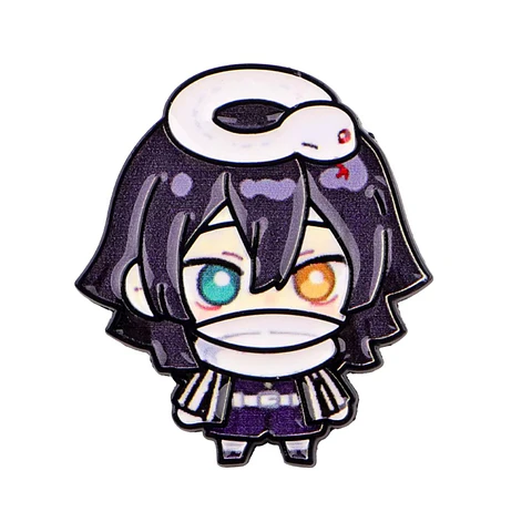Pin Metalico Chibi  Obanai Iguro Micro impresión Demon Slayer: Kimetsu no Yaiba