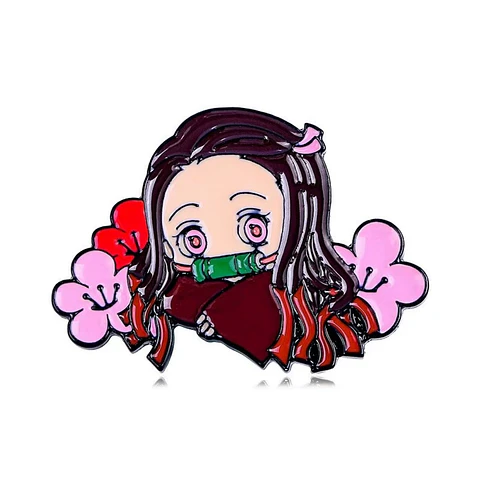 Pin Esmaltado Nezuko Kamado chibi flores Demon Slayer Kimetsu no Yaiba