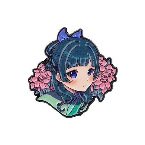 Pin Metálico Micro impresión Maomao Kawaii Flores Los diarios de la boticaria