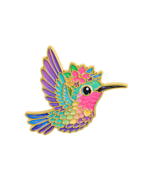 Pin Metálico colibri kawaii flores