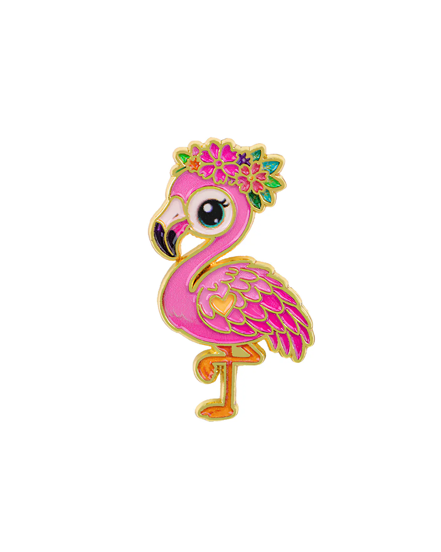 Pin Metálico Flamenco kawaii flores 1