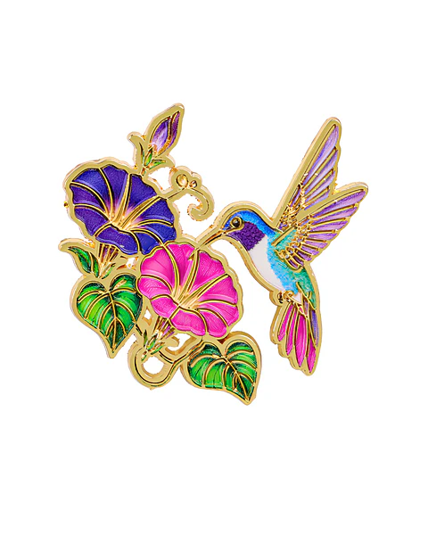 Pin Metálico colibri kawaii flores de campanilla