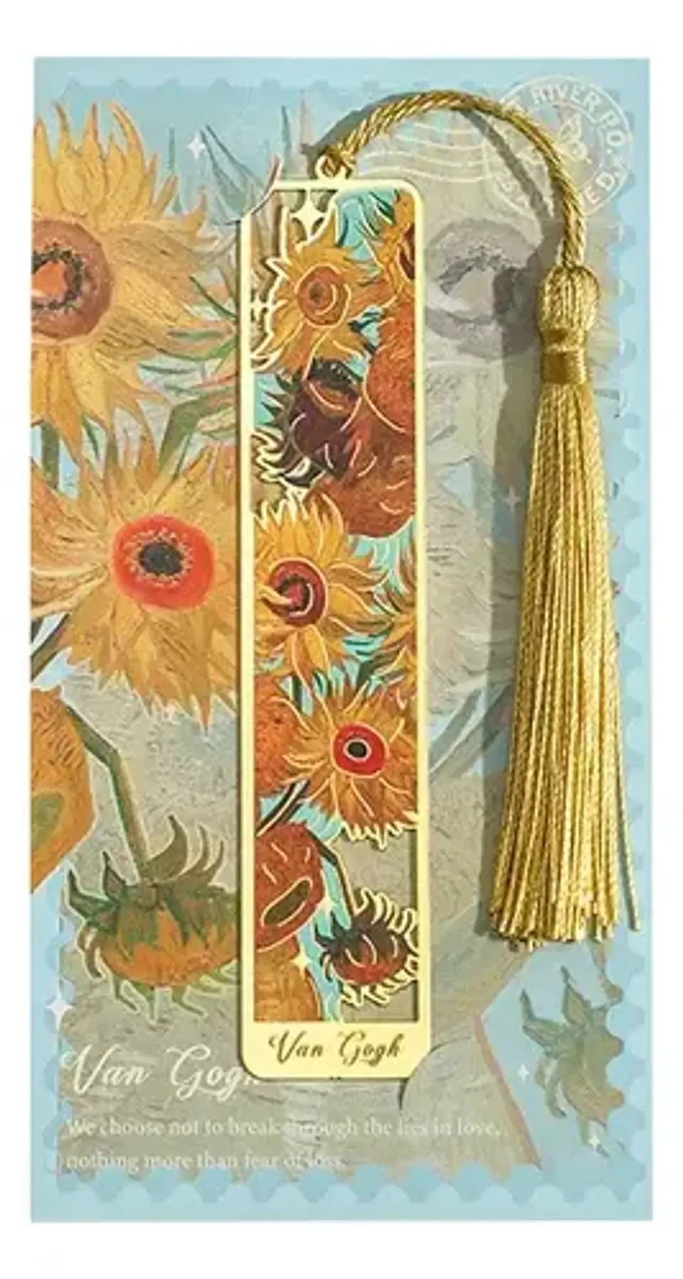 Marcador De Página Girasoles Van Gogh Metal Dorado Sunflower 1