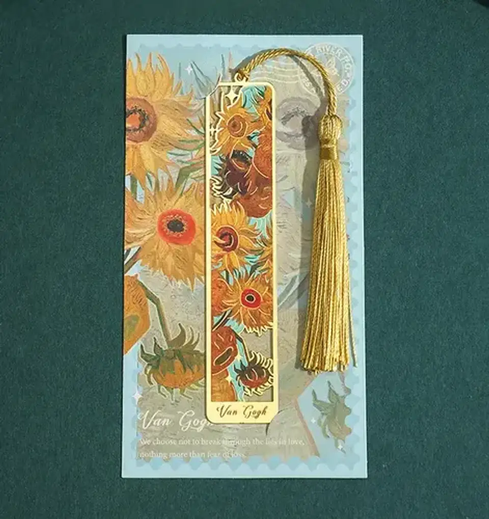 Marcador De Página Girasoles Van Gogh Metal Dorado Sunflower 2