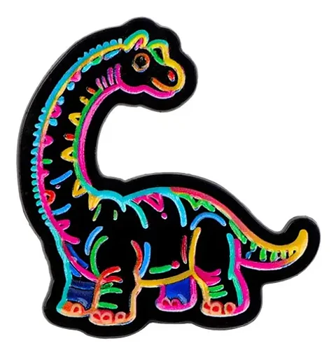 Broche Pin Dinosaurio Neón Multicolor Braquiosaurio Glamly