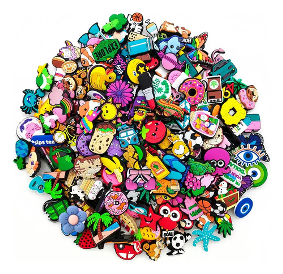 Pack 25 Charms Aleatorios Sorpresa Compatible Con Crocs Goma 1
