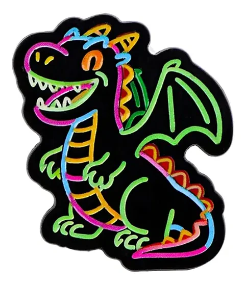 Broche Pin Dragón Negro Neón Multicolor Tienda Glamly