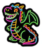 Broche Pin Dragón Negro Neón Multicolor Tienda Glamly - Miniatura 1
