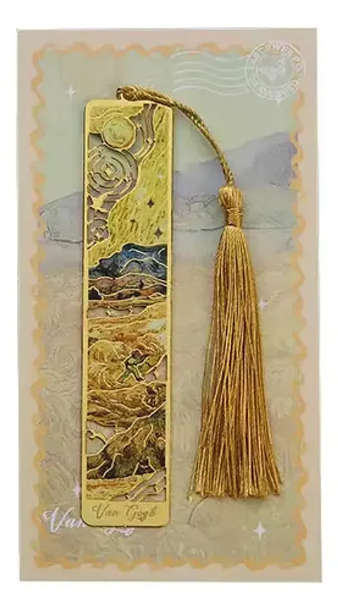 Marcador De Página Campo De Trigo Van Gogh Dorado Metal