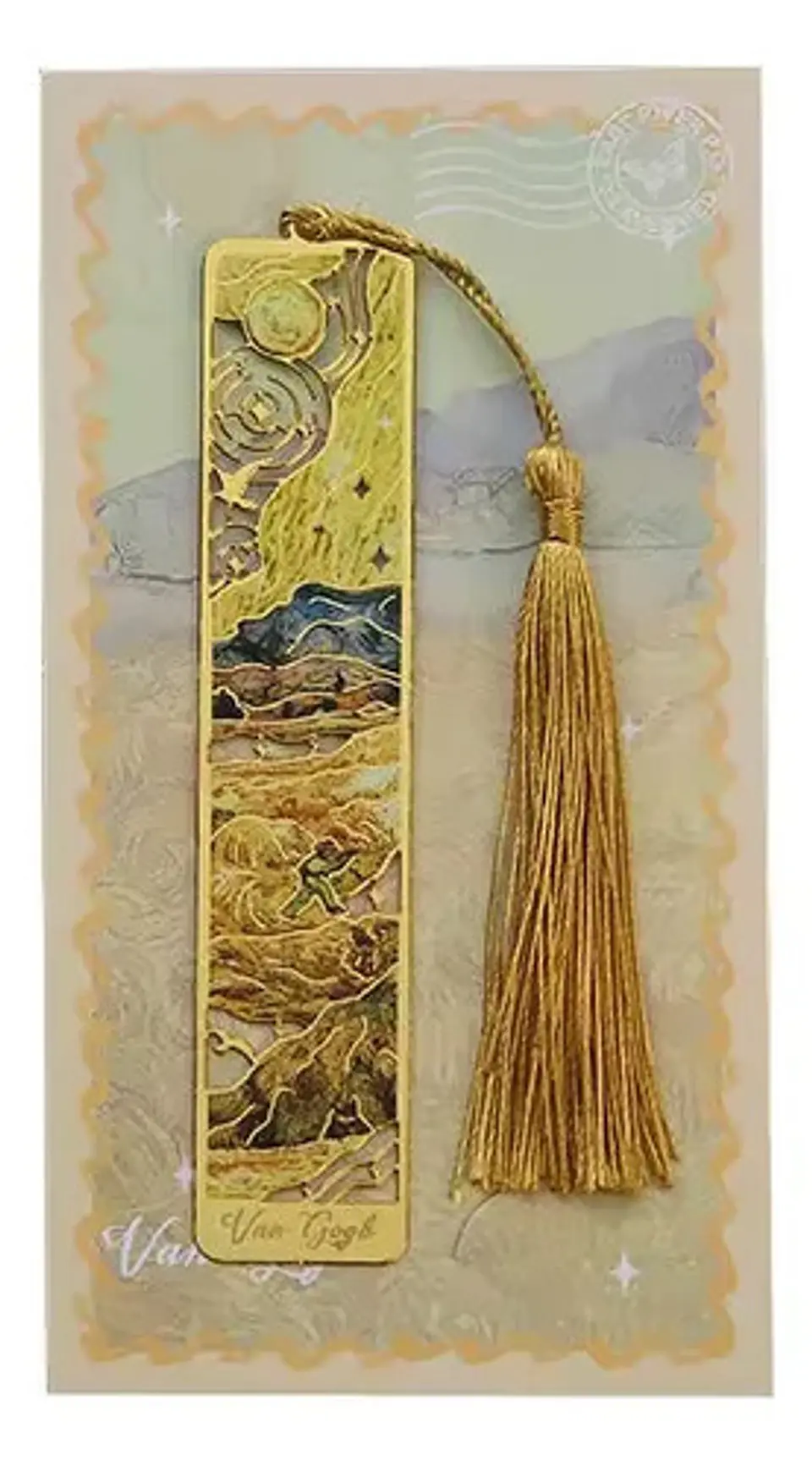 Marcador De Página Campo De Trigo Van Gogh Dorado Metal 1