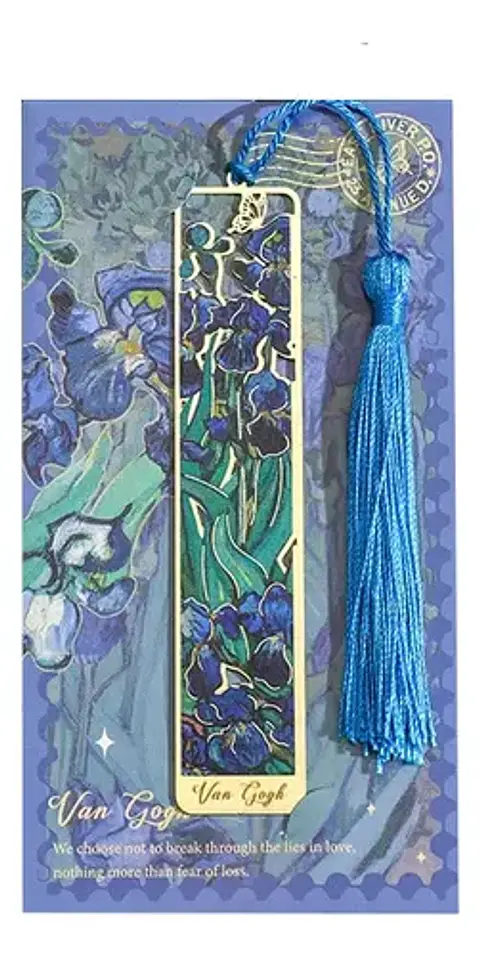 Marcador De Página Lirios Van Gogh Metal Dorado Flores