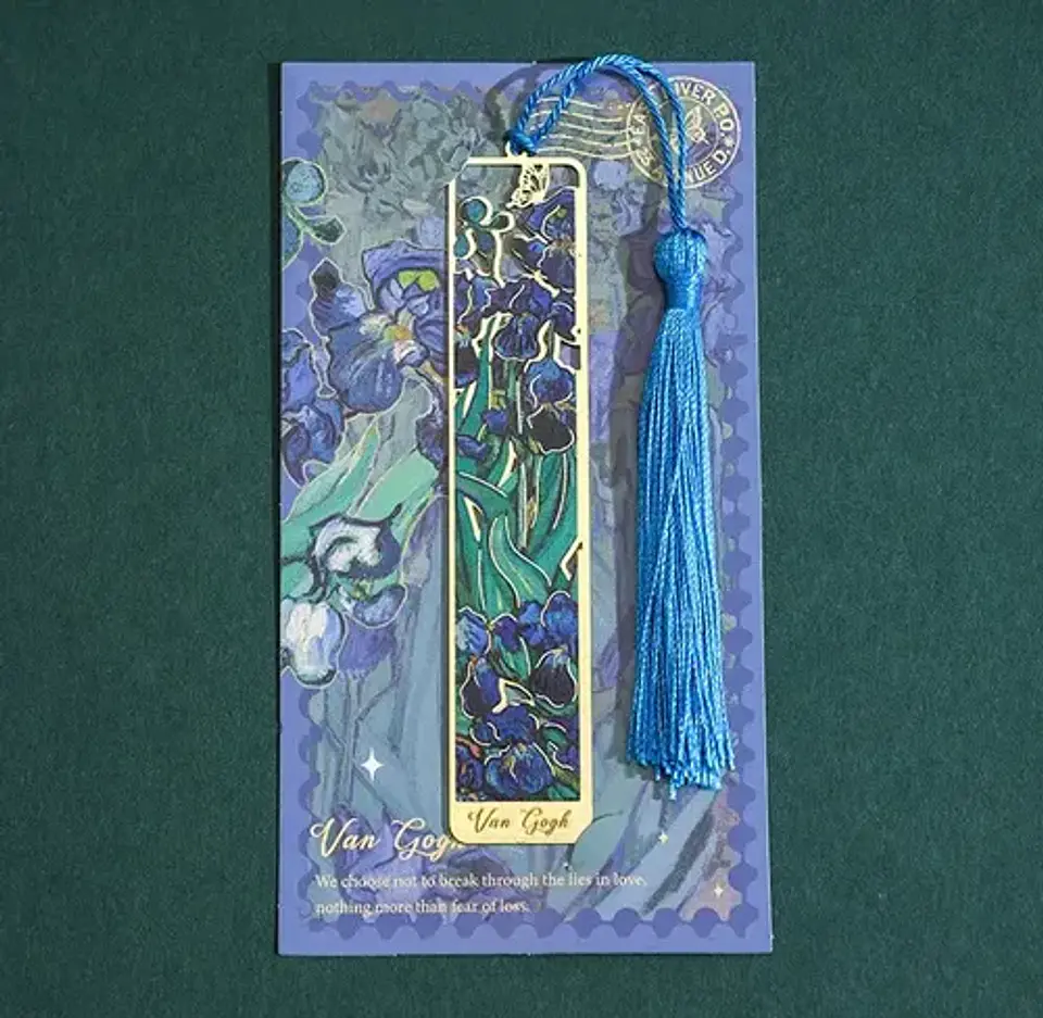 Marcador De Página Lirios Van Gogh Metal Dorado Flores 2