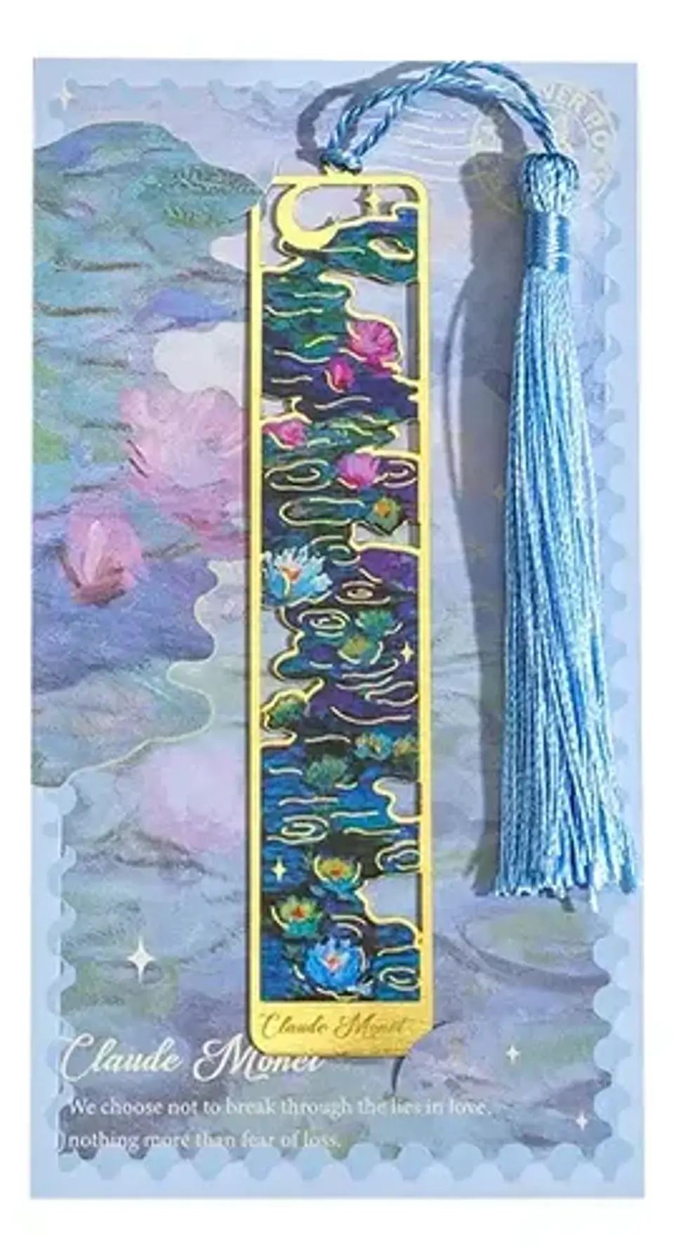Marcador De Página Lirios De Agua Claude Monet Metal Dorado 1