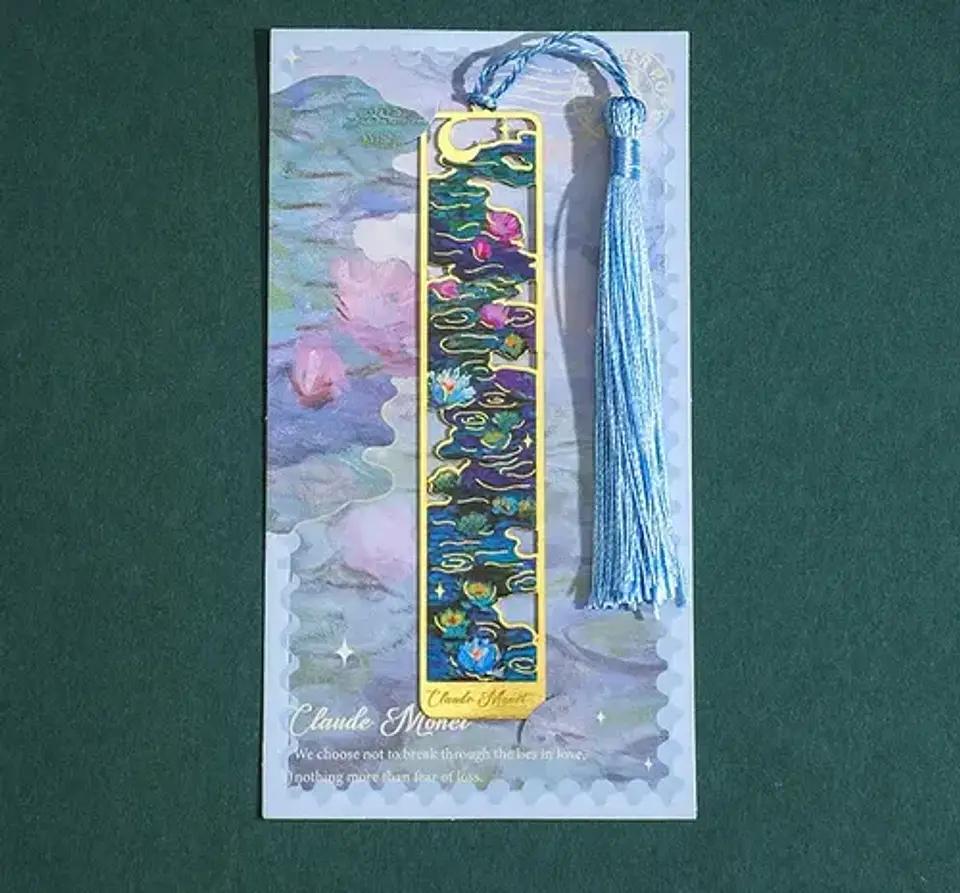 Marcador De Página Lirios De Agua Claude Monet Metal Dorado 2