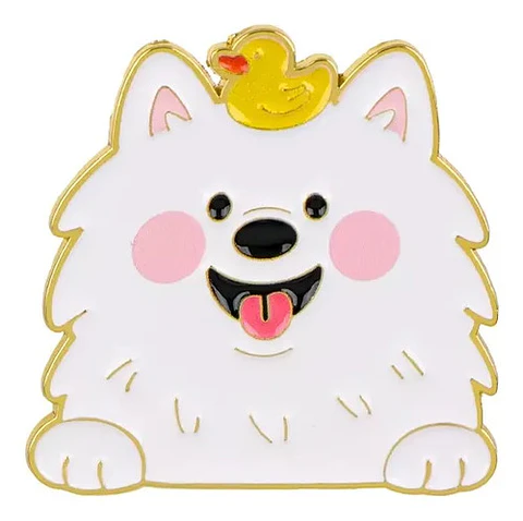 Pin Esmaltado Kawaii Perro Samoyedo Patito Tienda Glamly