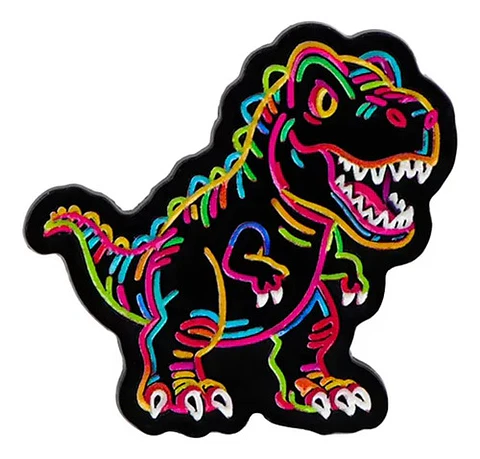 Broche Pin Dinosaurio T Rex Neón Multicolor Tienda Glamly