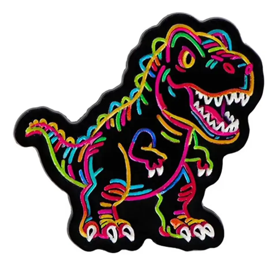 Broche Pin Dinosaurio T Rex Neón Multicolor Tienda Glamly 1