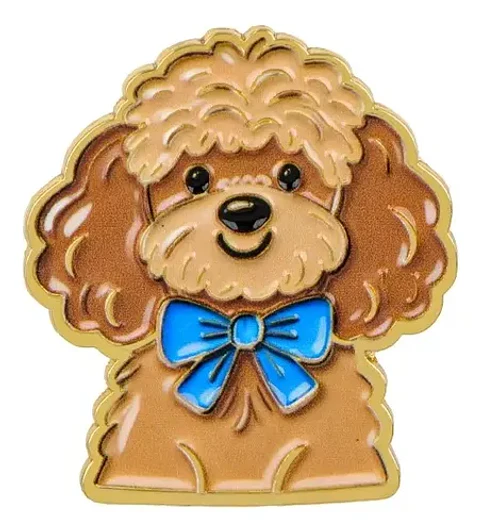 Pin Metálico Perrito Poodle Lazo Azul Kawaii Tienda Glamly