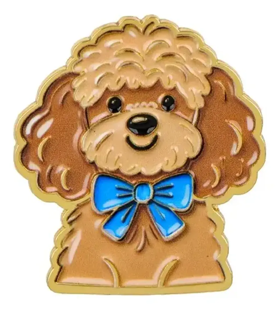 Pin Metálico Perrito Poodle Lazo Azul Kawaii Tienda Glamly 1