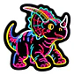 Broche Pin Dinosaurio Negro Neón Multicolor Tienda Glamly - Miniatura 1