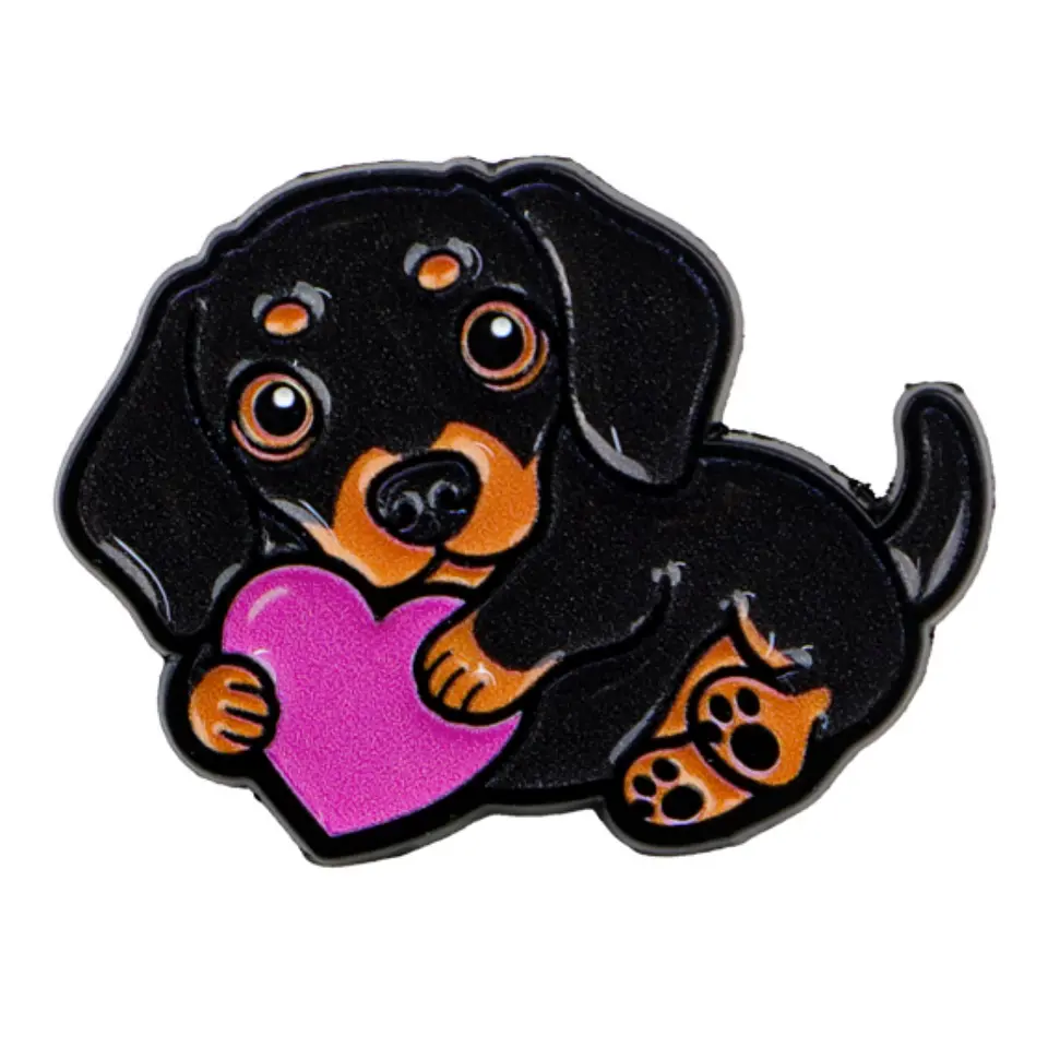 Pin Esmaltado Perro salchicha dachshund corazón 1