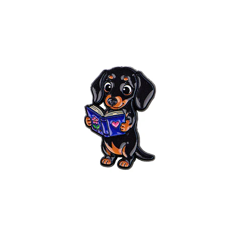 Pin Esmaltado Perro Salchicha Dachshun Libro
