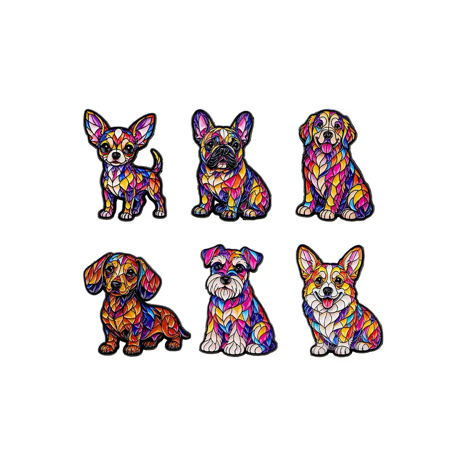 Pin esmaltado perro Dachshund vitral colores  2