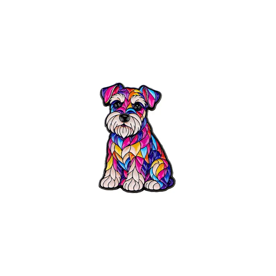 Pin esmaltado perro Schnauzer vitral colores  1