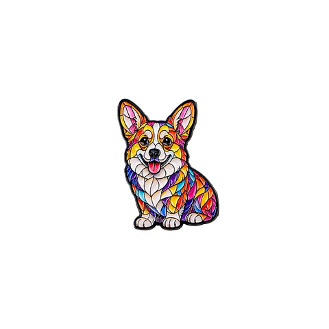 Pin esmaltado perro Corgi vitral colores 