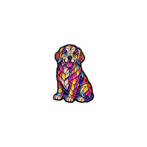 Pin esmaltado perro Golden Retriever vitral colores 