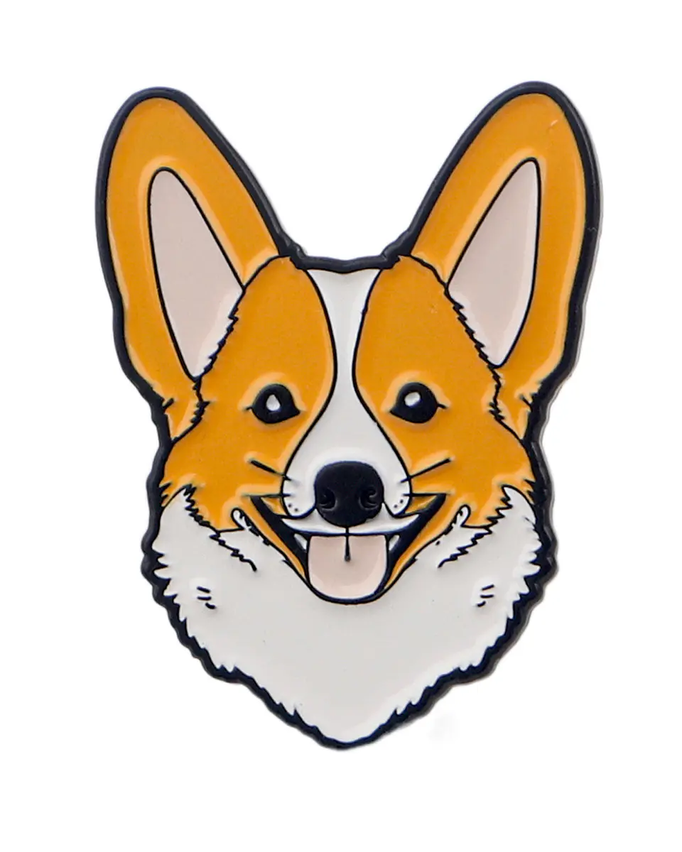 Pin Broche Esmaltado Cara Perro Corgi 1