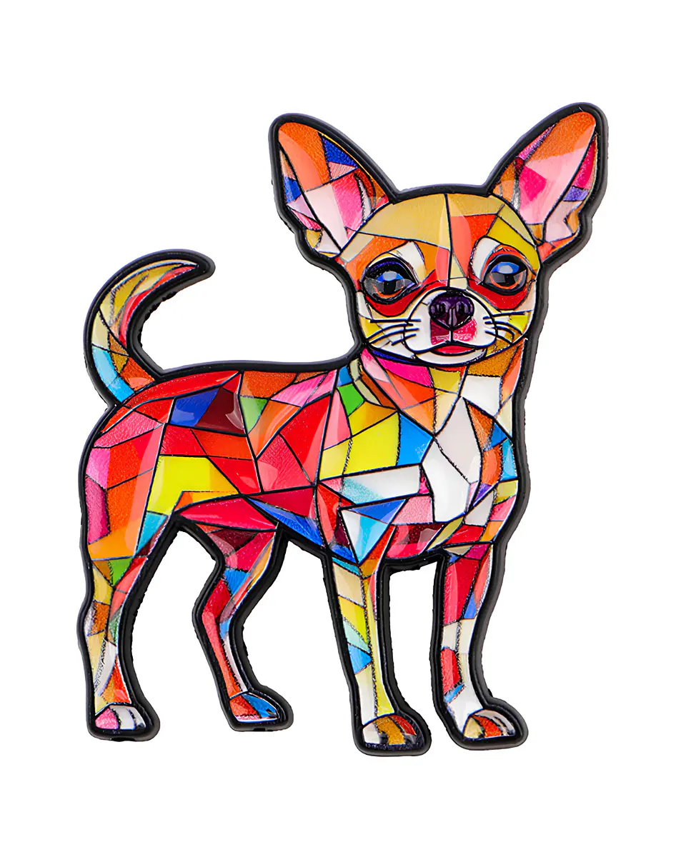 Pin Esmaltado Chihuahua Colorido Vitral 1