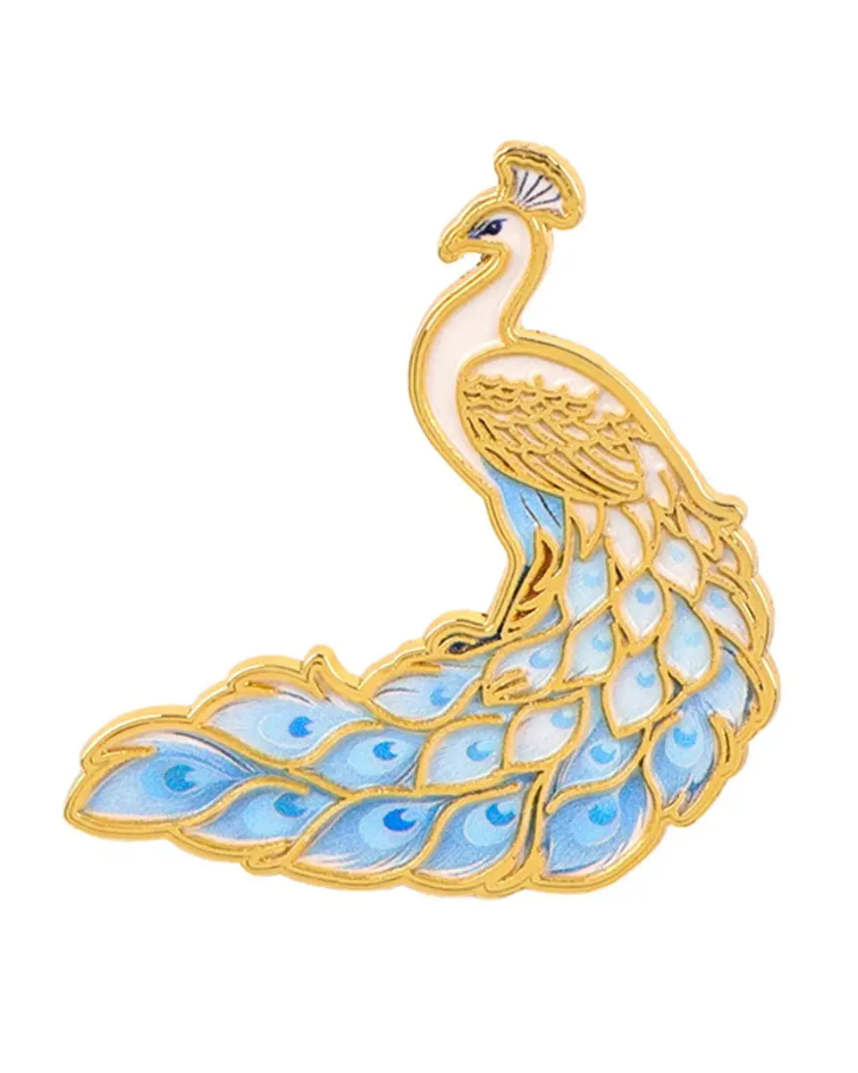 Pin broche Metálico Pavo Real blanco 1
