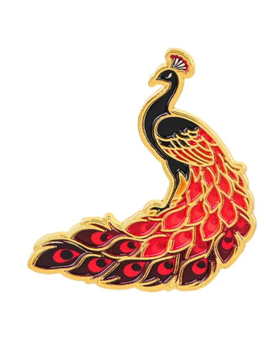 Pin broche Metálico Pavo Real rojo 1