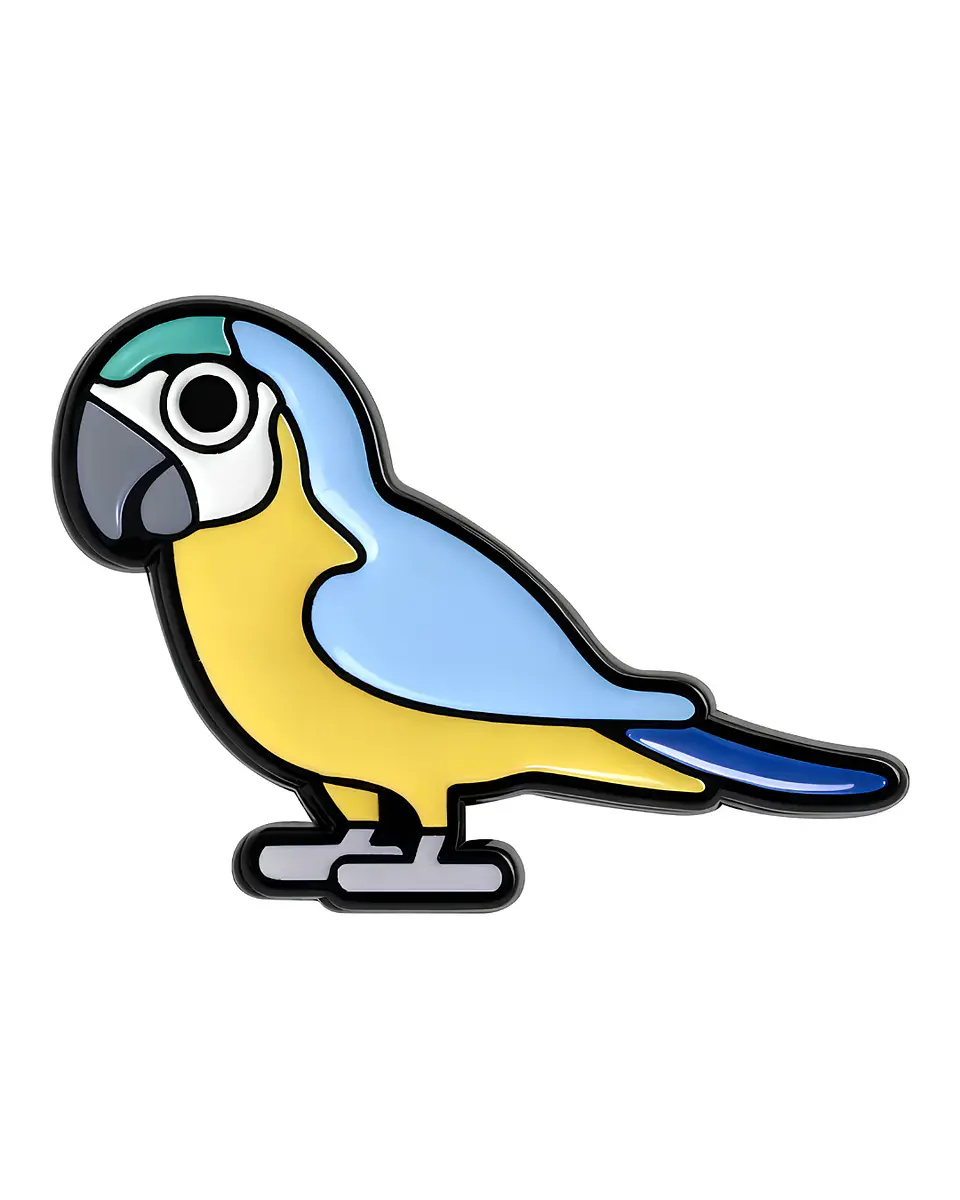 Pin Esmaltado Loro Azul y Amarillo 1