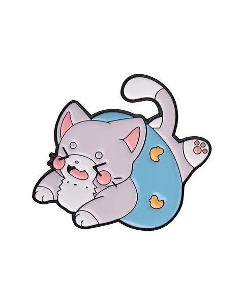 Pin Metálico Gato Flotador Patitos Kawaii